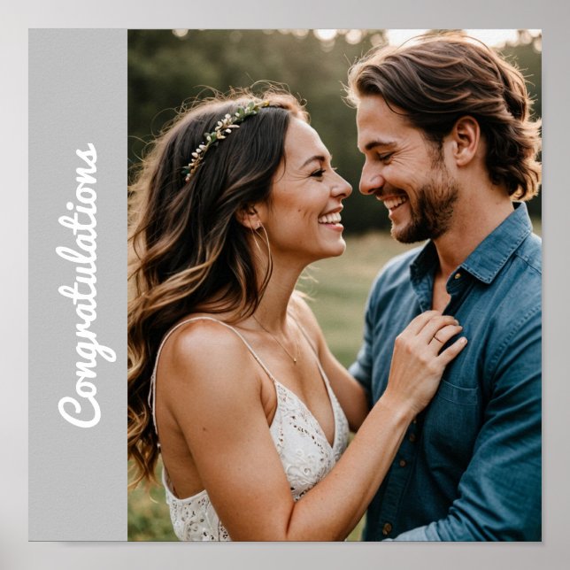 Póster personalizado de compromiso con texto y fot (Frente)