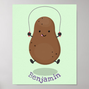 Póster Personalizado de cuerda de saltar de patata feliz