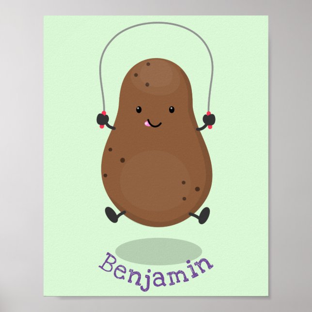 Póster Personalizado de cuerda de saltar de patata feliz (Frente)