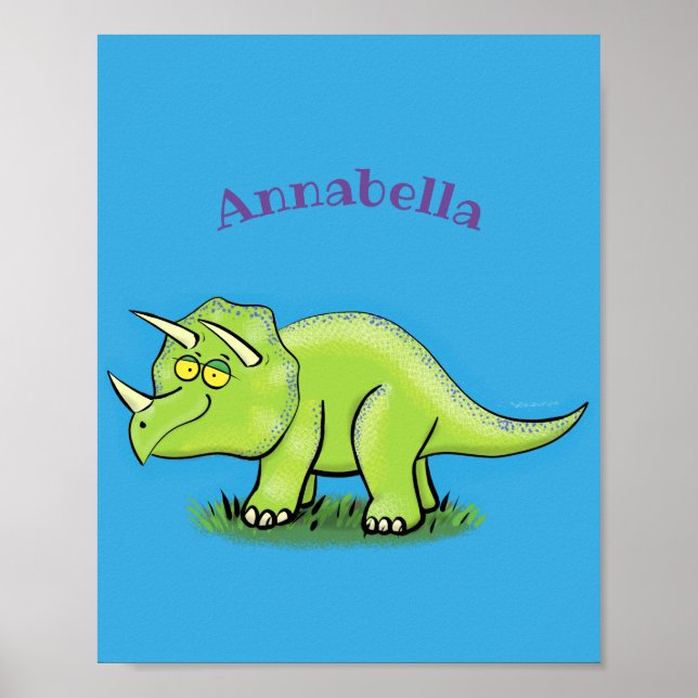Póster Personalizado de dinosaurios de triceratops verde  (Frente)
