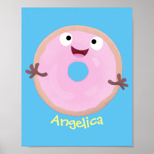 Póster Personalizado de donut rosa alegre y brillante