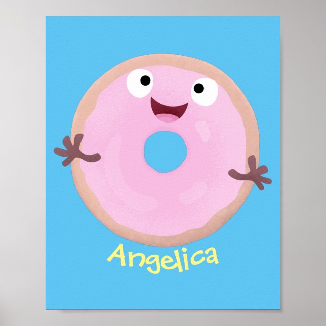 Póster Personalizado de donut rosa alegre y brillante (Frente)