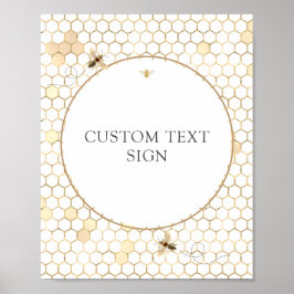 Póster Personalizado de ducha de abejas doradas Rótulo de