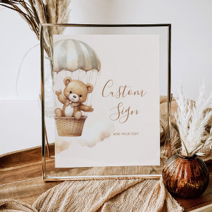 Póster Personalizado de ducha de bebé Boho teddy