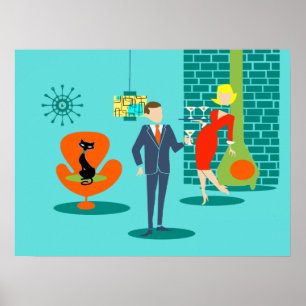 Póster Personalizado de edad de espacio retro Poster de p