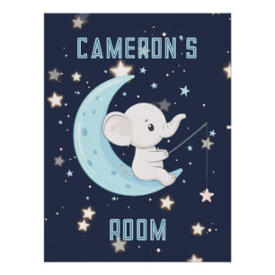 Póster personalizado de elefante bebé pescando 4 e