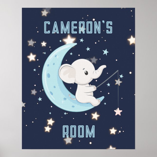 Póster personalizado de elefante bebé pescando 4 e (Frente)