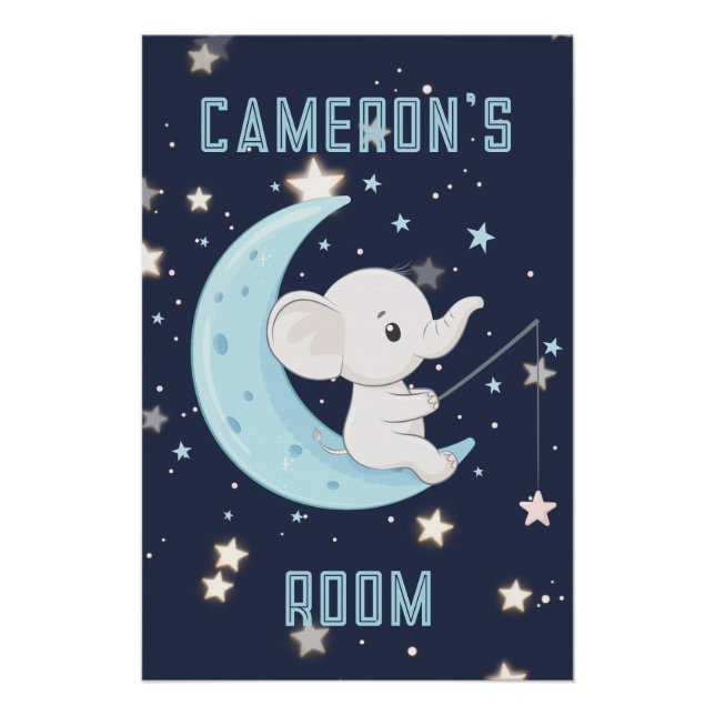 Póster personalizado de elefante bebé pescando 4 e (Anverso)