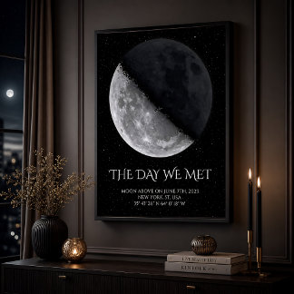 Póster Personalizado de Fase Lunar para Aniversari