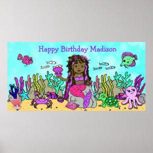 Póster personalizado de Feliz Cumpleaños Sirena