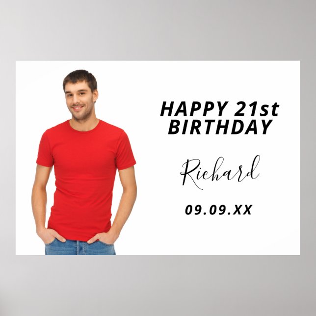 Póster Personalizado de fiesta de cumpleaños foto hombre  (Frente)