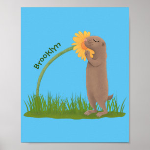 Póster Personalizado de flor de esnifado de perro de prad
