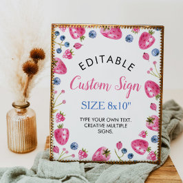 Póster Personalizado de fresa Mesa Rótulo Berry Sweet