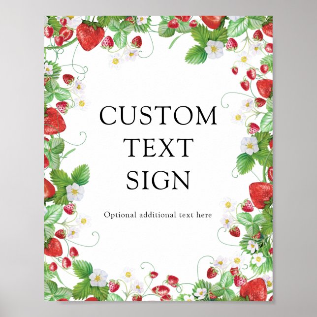 Póster Personalizado de fresa Textos Ducha de novia (Frente)