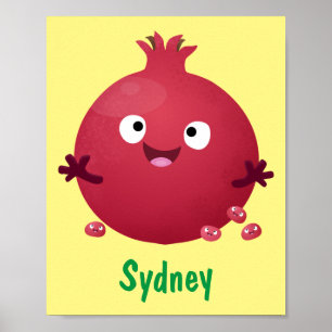 Póster Personalizado de frutas pomegranadas alegres