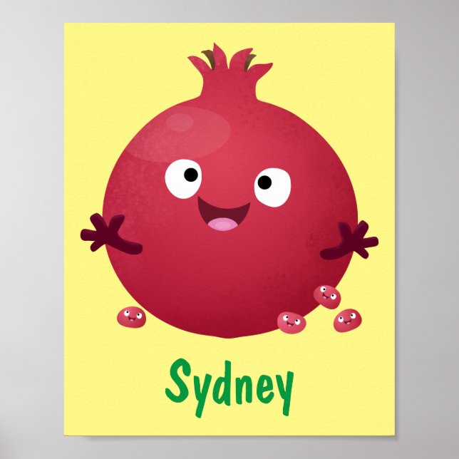 Póster Personalizado de frutas pomegranadas alegres (Frente)