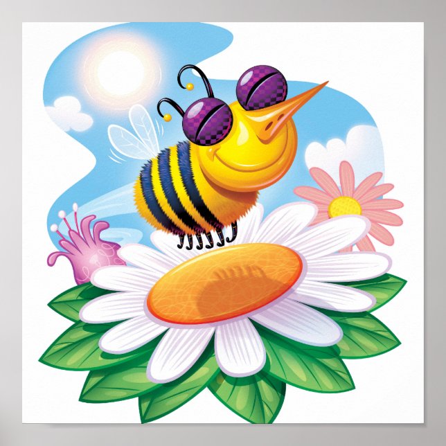 Póster Personalizado de FUnny Bee en Daisy (Frente)