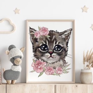 Póster Personalizado de Gatito Bebé Rosa | Impresi