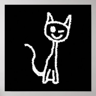Póster Personalizado de gato blanco. En negro.