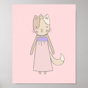 Póster Personalizado de gato chica princesa guardería ros