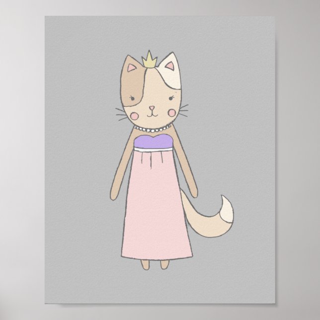 Póster Personalizado de gato chica princesa guardería ros (Frente)