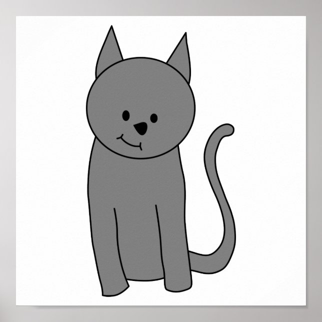 Póster Personalizado de gato gris humeante. (Frente)