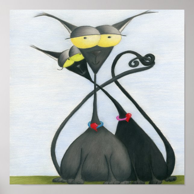 Póster Personalizado de gato negro y gris (Frente)