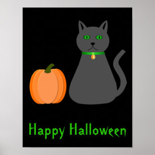 Póster Personalizado de gatos y calabazas de Halloween