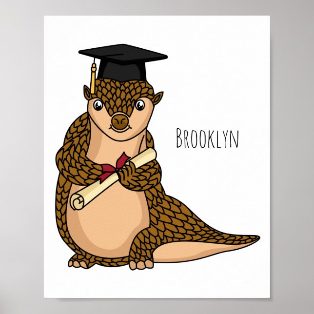 Póster Personalizado de graduación de pangolin lindo (Frente)