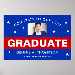 Póster Personalizado de graduación rojo y azul