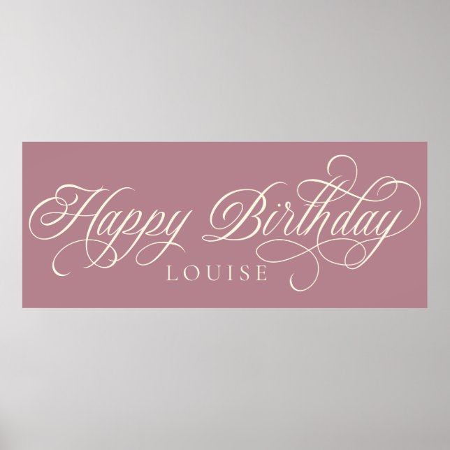 Póster Personalizado de guion elegante Happy Birthday (Frente)