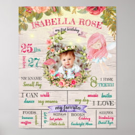 Póster personalizado de hada para el primer cumple