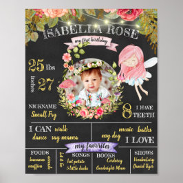 Póster personalizado de hada para el primer cumple