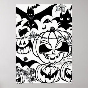 Póster Personalizado de halloween blanco y negro