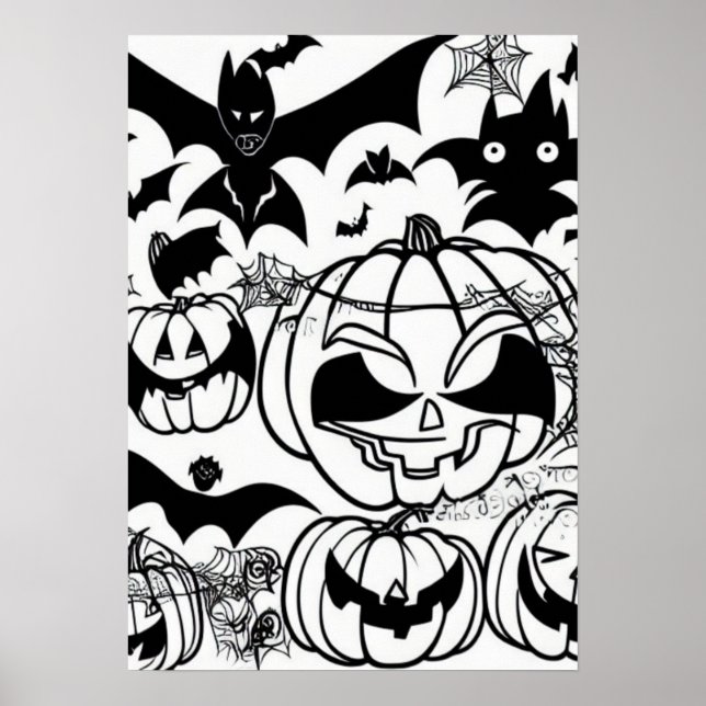Póster Personalizado de halloween blanco y negro (Frente)