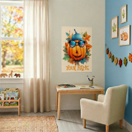 Póster personalizado de Halloween de calabaza guiñ
