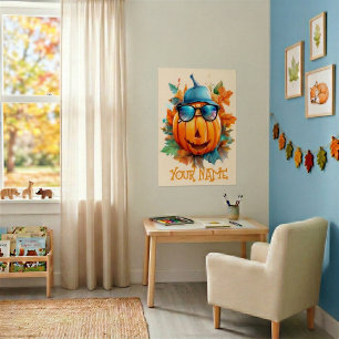 Póster personalizado de Halloween de calabaza guiñ