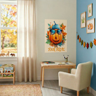 Póster personalizado de Halloween de calabaza guiñ