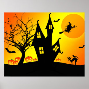 Póster Personalizado de Halloween Guay Whimsical Witch Na