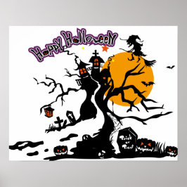 Póster Personalizado de Halloween Guay Whimsical Witch Si