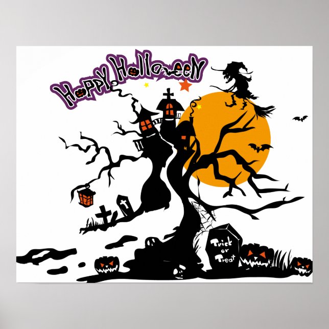 Póster Personalizado de Halloween Guay Whimsical Witch Si (Frente)