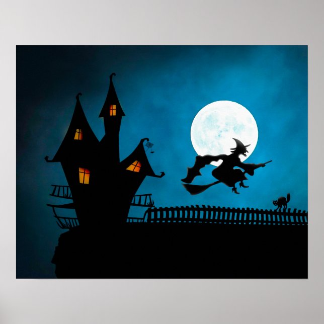Póster Personalizado de Halloween Guay Whimsical Witch Si (Frente)