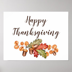 Póster Personalizado de hojas y bellotas de otoño