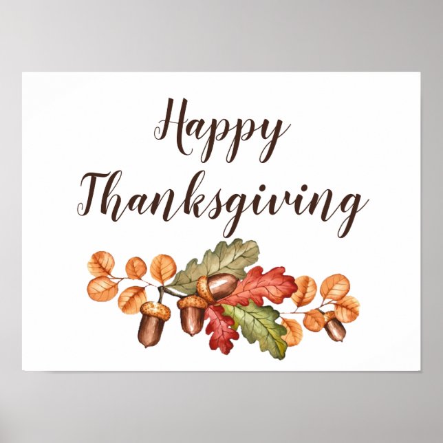 Póster Personalizado de hojas y bellotas de otoño (Frente)