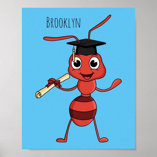 Póster Personalizado de hormiga roja feliz (Frente)