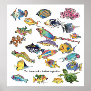 Póster Personalizado de imágenes de tortuga Fish Art