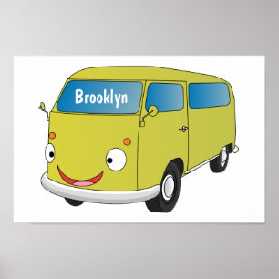 Póster Personalizado de la camioneta verde lima clásica