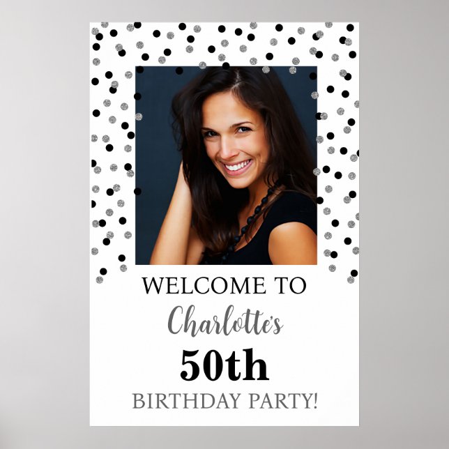 Póster Personalizado de la fiesta de cumpleaños Black Sil (Frente)