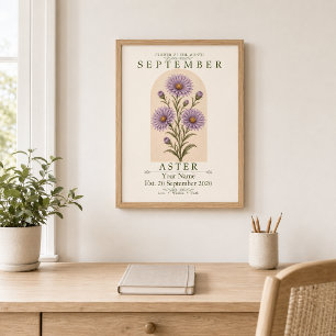 Póster personalizado de la flor de nacimiento Aste