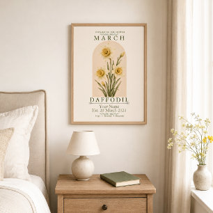 Póster personalizado de la flor de nacimiento de m